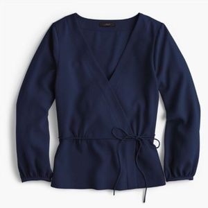J Crew Drapey Crepe Faux-wrap Top